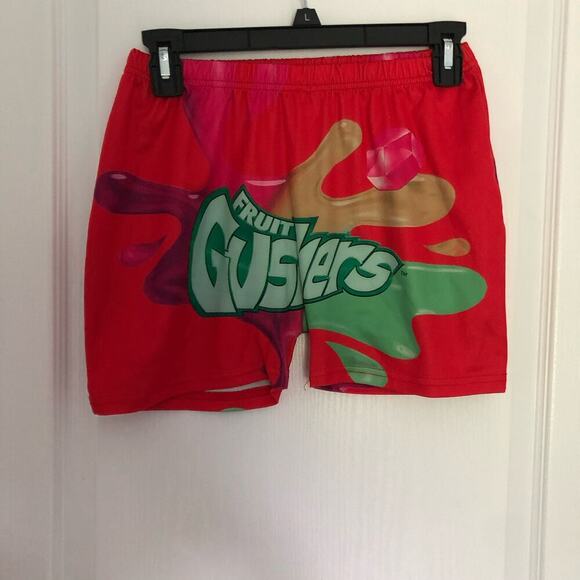 Women's Gushers Snack Shorts High Waisted Stretchy Biker Shorts Red Size Small - Picture 3 of 6